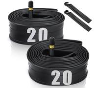 2 Pack 20" x1.75/1.95/2.10/2.125 Bicycle Tube with 2 Tire Levers, 20" Bicycle Tube with 32mm Schrader Valve, Butyl Rubber Inner Tube 20 x 1.95 for Road/Kids/Gravel Bikes by Hydencamm (2 of One Size)