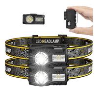 【2 Pack】2000LM LED Torches & Head Torch Rechargeable, Super Bright Headtorch with Red Light, 17H Runtime 7 Modes IPX5 Waterproof Headlamp, Headlight with Motion Sensor for Camping Hiking Running