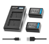 2-Pack 2000mAh NP-FW50 Replacement Batteries and Dual LED Display Battery Charger for Sony Alpha A6500 A6400 A6300 A6000 A7, A7II, A7R, A7RII, A7S, A7SII, A7S2 NEX-3/5/7, ZV-E10 Series Camera