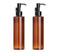 2 Pack 200ml/6.7oz Pump Bottles, Refillable Pump Bottles, Plastic Soap Dispenser for Shampoo, Lotion, Conditioner (Amber)