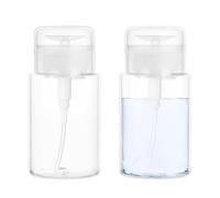 2-Pack 200ml Clear Press Dispenser Bottles - Reusable Pump Dispenser Jars, Press-Type Cosmetic Bottles for Nail Polish Remover, Toner & Makeup Remover (Travel-Ready)