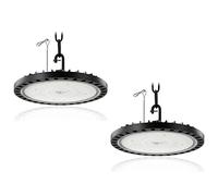 2 Pack 200W LED UFO High Bay Light 6500K Daylight White 20000LM Workshop Lighting IP65 Waterproof Ultra Thin Commercia Shop Industrial Lamp Area Lights Fixtures With 50cm Chain For Workshop Factory