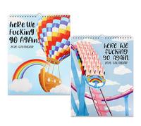 2 Pack 2026 Here We Fucking Go Again,Funny 12 Month Planner Calendar for Tired-Ass Women,Novelty Organizer Wall Calendar Note Pads For Home Office (Here we go)
