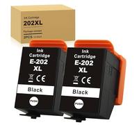 2 Pack 202XL Ink Cartridges for Epson 202 202XL Ink Black Compatible with Epson Expression Premium XP-6000 XP-6005 XP-6100 XP-6105 Printer