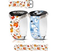 2 Pack 20mm Christmas Watch Bands Compatible with Samsung Galaxy Watch 40mm 41mm 42mm 44mm 45mm 46mm, Holiday Fall Thanksgiving Seasonal Replacement Silicone Strap for Galaxy Watch 7 / Watch 6 / Watch