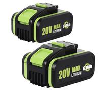 2-Pack 20V 6.0Ah Lithium-Ion Replacement Battery for Worx WA3551, WA3553, WA3641, WG629E, WG546E - Compatible with Worx 20V Cordless Power Tools (WA3551.1, WA3553.2, WU268, WX166.4)
