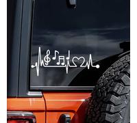 2 Pack 20x9cm Self Adhesive Vinyl Stickers with Notes and Heartbeat Design for Cars, Trucks, Motorcycles, Laptops, Windows, Glass, Walls - Indoor and Outdoor Use | #DZ82 (White)