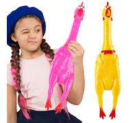 2 Pack 22 Inch Crazy Huge Squeeze Screaming Rubber Chicken Yellow Squawking Chicken Rubber Squeaky Chick Toy for Kids Adults Dogs Pets Prank Novelty Toy (Color Set 2)