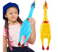 2 Pack 22 Inch Crazy Huge Squeeze Screaming Rubber Chicken Yellow Squawking Chicken Rubber Squeaky Chick Toy for Kids Adults Dogs Pets Prank Novelty Toy (Color Set 1)