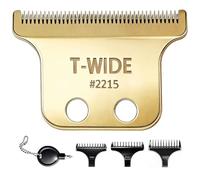 2 Pack 2215 Replacement T Wide Blades for Wahl 5 Star Detailer Li Trimmer 8081 and 8171 - Adjustable Stainless-steel Zero-Gap Trimmer Blade (Golden-1)