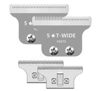 2 Pack 2215 Replacement T Wide Blades for Wahl 5 Star Detailer Li Trimmer 8081 and 8171 - Adjustable Stainless-steel Zero-Gap Trimmer Blade, Silver