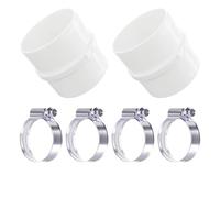 2 Pack 22mm Straight Hose Connector + 4 Worm Drive Clips White | ABS, made in the UK | Zinc plated steel clamps included | 75mm long with centre collar | Max +50°C | Matte finish