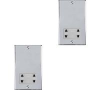 2 PACK 230V & 115V Shaver Twin Socket Wall Plate CHROME & GREY Trim 86mm x 146mm