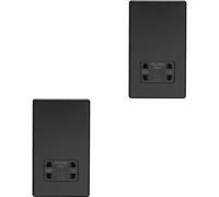 2 PACK 230V 115V Twin Shaver Socket Wall Plate SCREWLESS MATT BLACK Bathroom