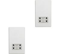 2 PACK 230V 115V Twin Shaver Socket Wall Plate SCREWLESS MATT WHITE Bathroom