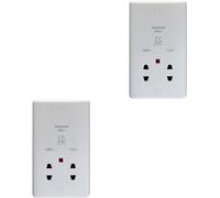 2 PACK 230V & 115V Twin Shaver Socket Wall Plate WHITE Bathroom 86mm x 146mm