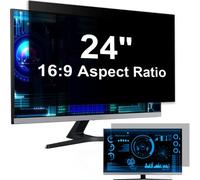 [2-Pack] 24 Inch Computer Privacy Screen Filter for 16:9 Widescreen Monitor, Removable Eye Protection Anti Glare Blue Light Filter Privacy Shield, Anti Scratch Anti Spy Screen Protector Film 24 In