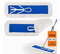 2 Pack 24 Inch Industrial Cotton Dust Mop Head Refill, Dust Mop Replacement Head for Commercial & Home Use, Heavy Duty Replacement for Office & Industrial Use, Machine Washable (2PC-24 inch)