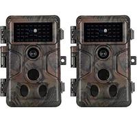 2-Pack 24MP 1296P Wildlife Camera No Glow Game & Deer Hunting Trail Cameras H.264 Video 100ft Night Vision Motion Activated Waterproof 0.1S Trigger Speed, Surveillance Cameras for Indoor and Outdoor