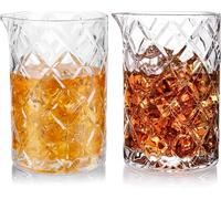2 Pack 24oz/700ml Crystal Cocktail Mixing Glass, Crystal Cocktail Mixing Jug, Thick Bottom Seamless Bar Mixing Pitcher for Martini, Mojito