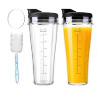 2-Pack 24oz Blender Replacement Cups with Cleaning Brush and Sealing Ring, Blender Jug Cup Compatible with Ninja BN750UK BN800UK BN495UK CB350UK