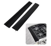 2 Pack 25 inch Silicone Stove Gap Covers Heat Resistant Stove Counter Gap Filler Seals Kitchen Cooker Space Strip for Oven Stovetop Countertop Appliances Dryer Worktop (Black)