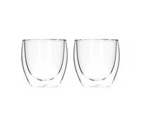 2 Pack 250ml Double Walled Tall Coffee Glasses Mugs Cups, for Coffee Tea Milk Juice Ice Cream Dessert, Borosilicate Heat Resistant Large Glass Cups, Microwave Safe, Ideal for Hot and Cold Drinks