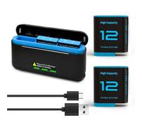 2 Pack 2580mAh Batteries for Gopro Hero 12/Hero 11/Hero 10/Hero 9 with 3-Channel Type-C Battery Charging Station