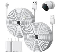 2 Pack 25ft/7.5m Power Cable Compatible with Google Nest Cam Battery (2nd Gen), Weatherproof Power Adapter for Continuously Charging of Nest Cam, 5V 2A Outdoor or Indoor Charger Cable