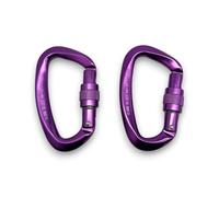 2-Pack 25KN Heavy Duty Carabiner Clips Aluminum D-Ring Screw Lock for Rock Climbing, Camping, and Outdoor Use (Purple)