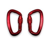 2-Pack 25KN Heavy Duty Carabiner Clips Aluminum D-Ring Screw Lock for Rock Climbing, Camping, and Outdoor Use (Red)