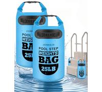 2 Pack 25lb Heavy Duty Pool Ladder Weights, Universal Above Ground Pool Step Sand Bags with Handles, 500D PVC Durable Waterproof & Foldable Sandbags for Swimming Pool Stairs (Sky Blue)