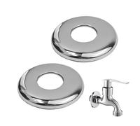 2 Pack 26mm G3/4 Chrome Shower Pipe Cover Round Escutcheon Plate Collars High Collar Steel Tap Hole Concealers for 26mm Diameter Pipe Bathroom & Kitchen (70mm OD, 8mm Height) Silver