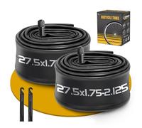 2 Pack 27.5 Inch Bike Tube AV32mm Schrader Valve, 27.5" Bicycle Tube for 27.5 x 1.75/1.9/1.95/2.0/2.1/2.125 Bike Tire, Butyl Rubber Inner Tube with 2 Tire Levers for Mountain MTB Bike