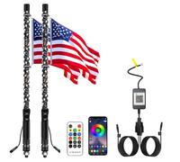 2 Pack 2FT Whip Lights, LED Whip Light with App & Remote Control, Spiral RGB Chasing Lighted Antenna Whips, Whip Light for UTV ATV RZR SXS Can-Am Dune Buggy Offroad Truck (2FT)