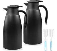 2 Pack 2L Thermal Coffee Carafe Jug, 68 OZ Black Stainless Steel Insulated Jug Tea Pot, Double Walled Vacuum Carafe Jugs for Coffee Tea Hot Water Hot Beverage (12+ Hrs Heat&24+ Hrs Cold Retention)