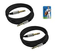 2 Pack 2M Guitar Cables 6.35mm to 6.35mm 1/4 Inch Braided Lead Jack Co