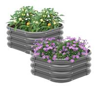 2-Pack 2x1ft Galvanized Raised Garden Bed, Outdoor Planter Bed, Metal Planter Box for Gardening and Planting,Dark Grey