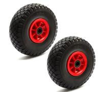 2 Pack 3.00-4 Sack Hand Truck PU Tyre + Wheel 10 Inch 3.50-4 Puncture Proof Solid 20mm Bore Includes Bearings