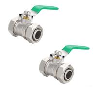 2-Pack 3/4" Brass Ball Valve, Leak-Free Air Compressor Fitting for Garage | 2 Pack 3/4 Inch Brass Ball Valve Fittings for Compressed Air Piping, Pneumatic Shut Off with Double O-Ring