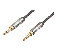 2-Pack 3.5mm Auxiliary Audio Cable for Stereo Speaker or Subwoofer with Gold-Plated Plugs, 1.2 m, Black & Grey