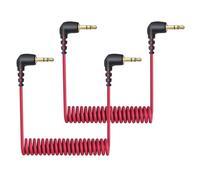 2-Pack 3.5mm Microphone Cable Compatible with Rode Wireless Pro / Wireless Go 2 / DJI Mic 2 and Hollyland Lark M1 M2 150 Max Duo, Coiled Dual 3.5mm TRS Patch Cable Audio Mic Cord for DSLR Cameras