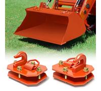 2 Pack 3/8" Tractor Bucket Hooks with D Ring, Grade 70 Forged Steel Bolt On Grab Hook for Tractor Bucket Compatible with Kubota, John Deere, Kiot, RV, UTV, Truck, Max 15,000 lbs,Orange