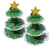 2 Pack 3 Cake Stand Tier,Afternoon Tea Stands,Yellowwhite Cupcake Stand with Cake Boards,Round Dessert Tower for Party,Birthday,Anniversary, Wedding,Christening Decorations (Greenwhite)