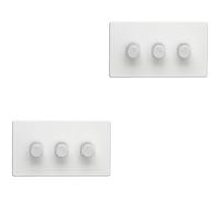 2 PACK 3 Gang Dimmer Switch 2 Way LED SCREWLESS MATT WHITE Light Dimming Wall