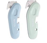 2 Pack 3-in-1 Magnet Nova Pop-Open Cutter Mini Box Cutter with Safety Conceald Blade, Keychain Box Opener