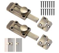 2 Pack 3 Inch Brass Door Bolt Heavy Duty Antique Bronze Slide Barrel Door Locks for Internal/External Doors Security Latch with Screws Fits Shed, Gate, Cupboard, French Portal