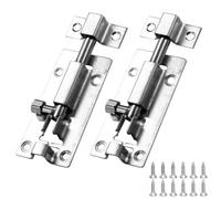 2 Pack 3 Inch Stainless Steel Slide Door Bolt Latch with Fitting Screws | 0.8mm Thick Anti-Rust Door Security Bolts, Vertical & Horizontal Mount for Bedroom, Bathroom Internal Doors & Garden Gates
