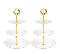 2 Pack 3 Tier Cake Stand Party Food Server, Cupcake Stand, Plastic Dessert Tiered Serving Stand, Dessert Tower Tray for Tea Party, Baby Shower and Wedding Home (White)