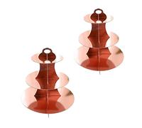 2 Pack 3 Tier Cardboard Cake Stand, Three Tiered Paper Afternoon Tea Stands color Disposable Cupcake Holder Round Dessert Stands for Party Wedding Birthday Baby Shower Anniversary (Paper Rose Gold)